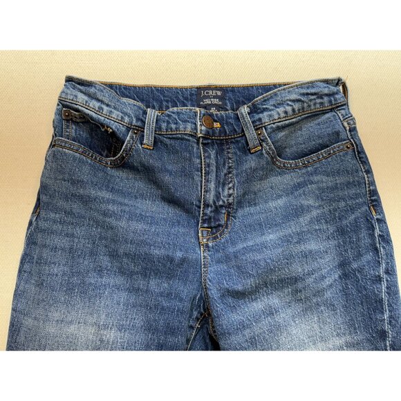 J. Crew Women's Flare Crop Jeans Mid Rise Frayed Hem Denim Sz 26 Blue Distressed - Picture 6 of 12